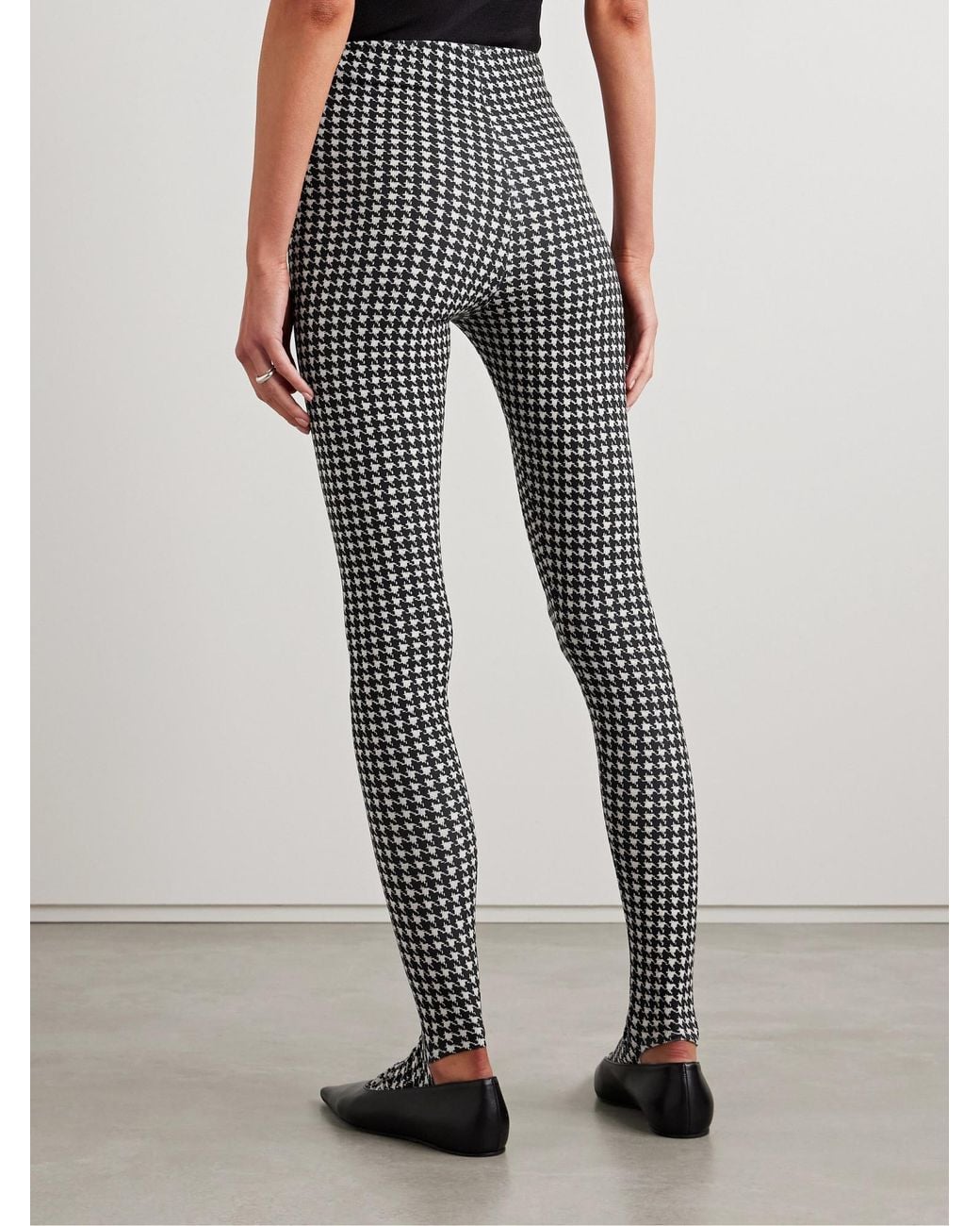 Norma Kamali Gray Comfortable Houndstooth Leggings