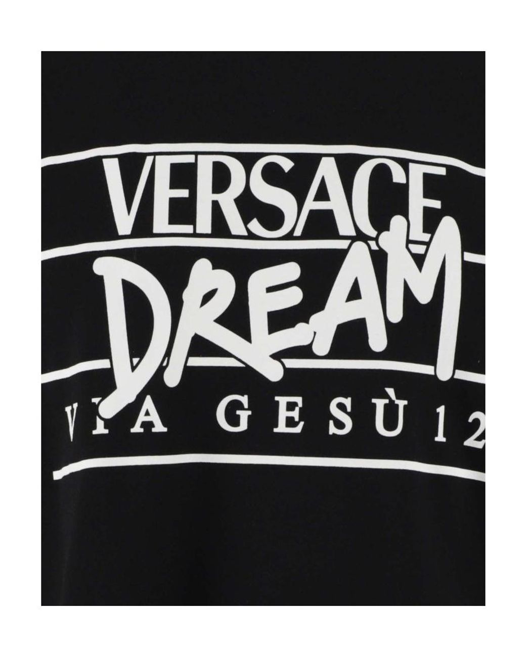 Versace Black Slogan Logo-Print T-Shirt for men