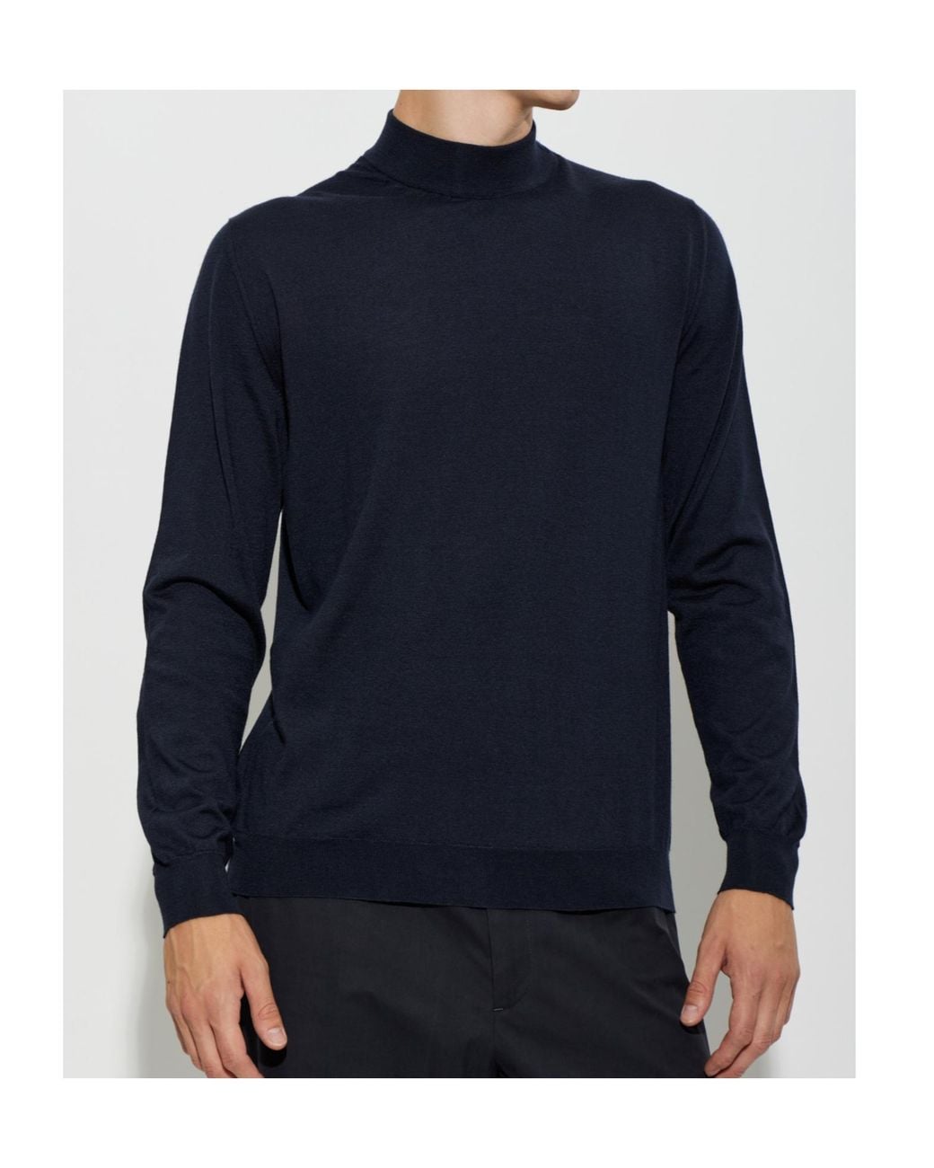 Kiton Blue Mock-Neck Knitted Sweater for men