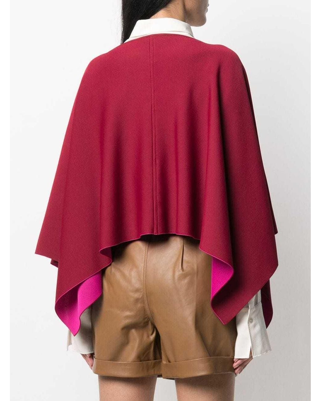Valentino Red Asymmetrical Draped Cape