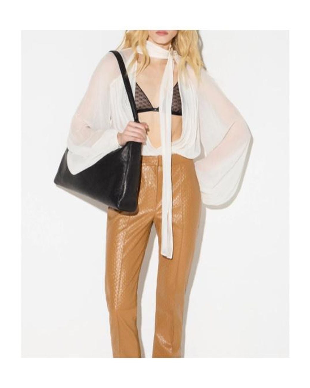 Elisabetta Franchi White Creponne Lavallière Bodysuit