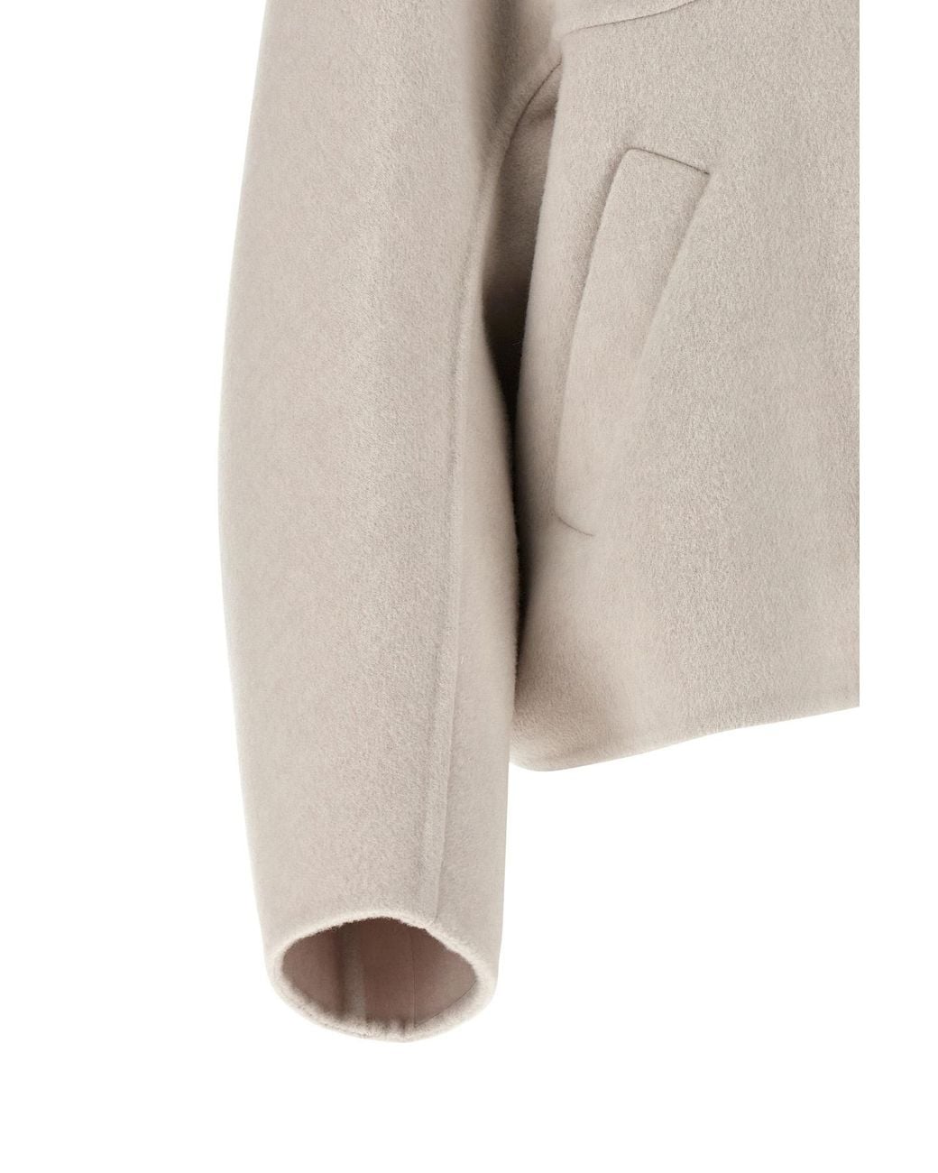 Brunello Cucinelli Natural Shearling-Trim High Neck Coat