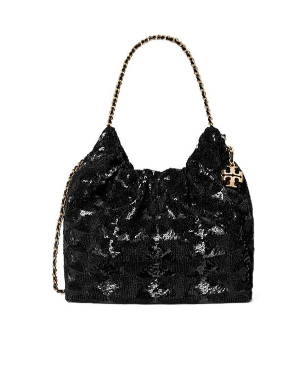 Tory Burch Black Fleming Sequin Mini Crossbody Bag