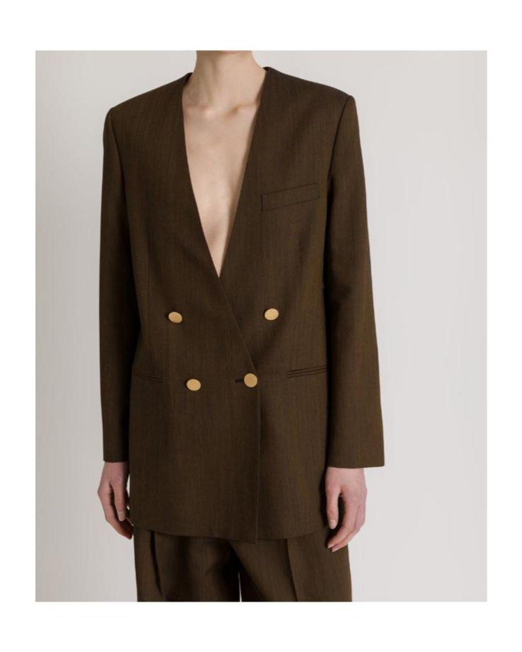 Alberta Ferretti Brown Chest-Pocket Double-Breasted Blazer