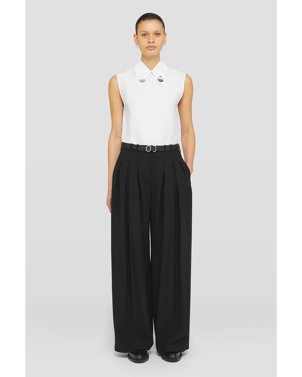 Jil Sander Black Belted Pleated Trousers