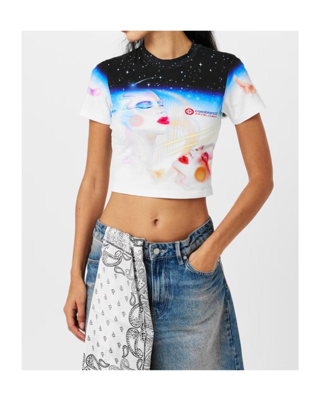 Casablanca Blue Printed Crew Neck T-Shirt