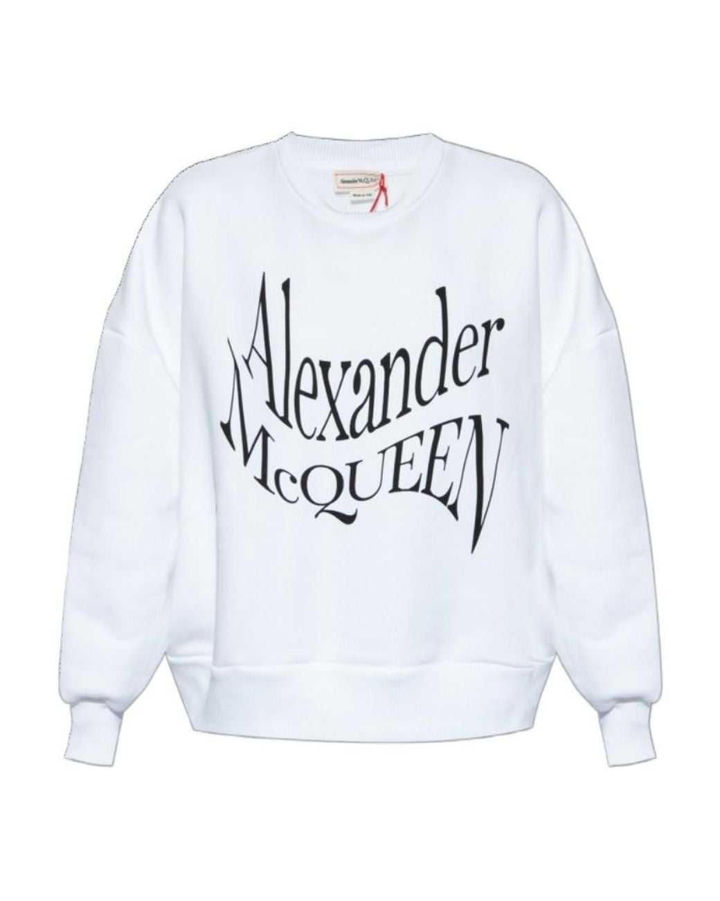 McQueen White Logo Printed Crewneck Sweatshirt