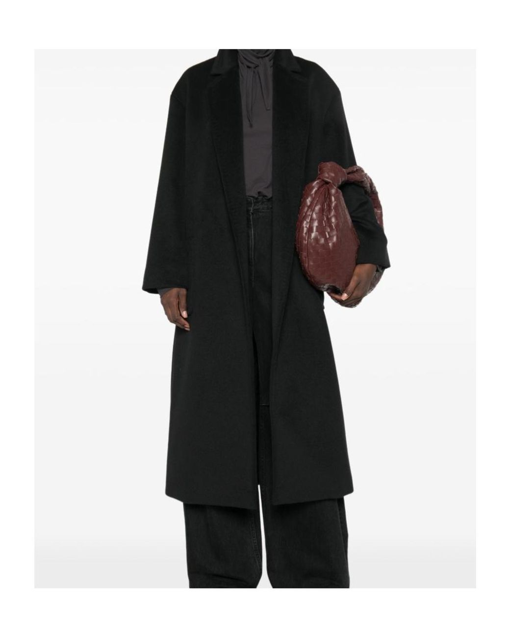 Max Mara Black Studio Giambo Brushed Finish Belted Coat