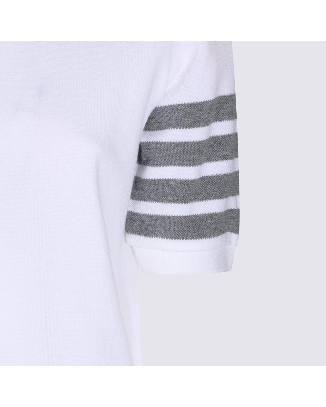 Thom Browne White 4-Bar Short Sleeved Polo Top
