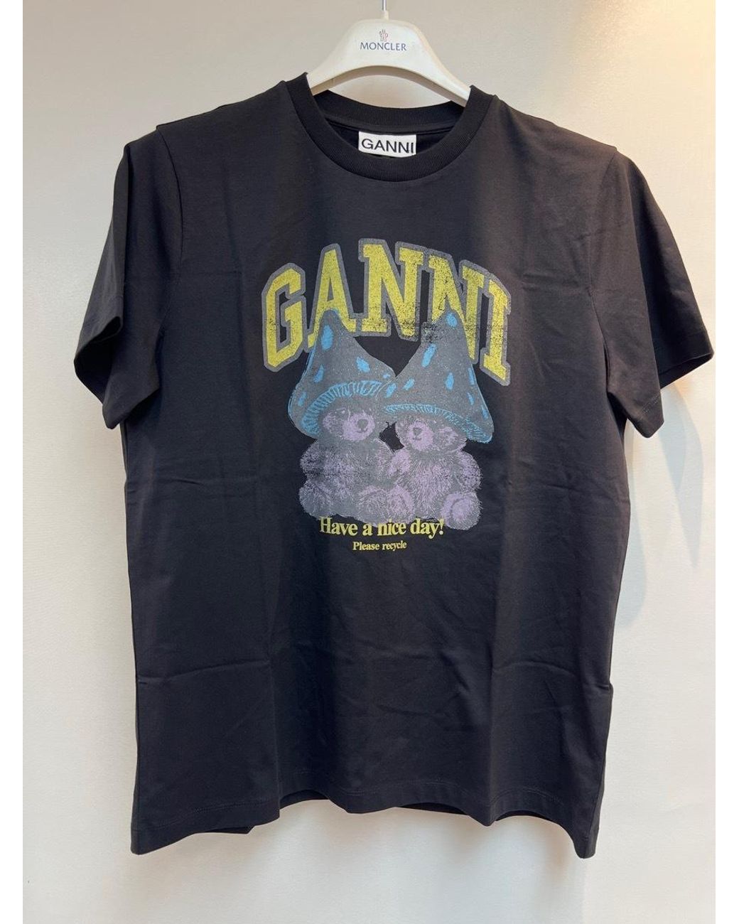 Ganni Black Teddy Mushrooms Graphic T-Shirt