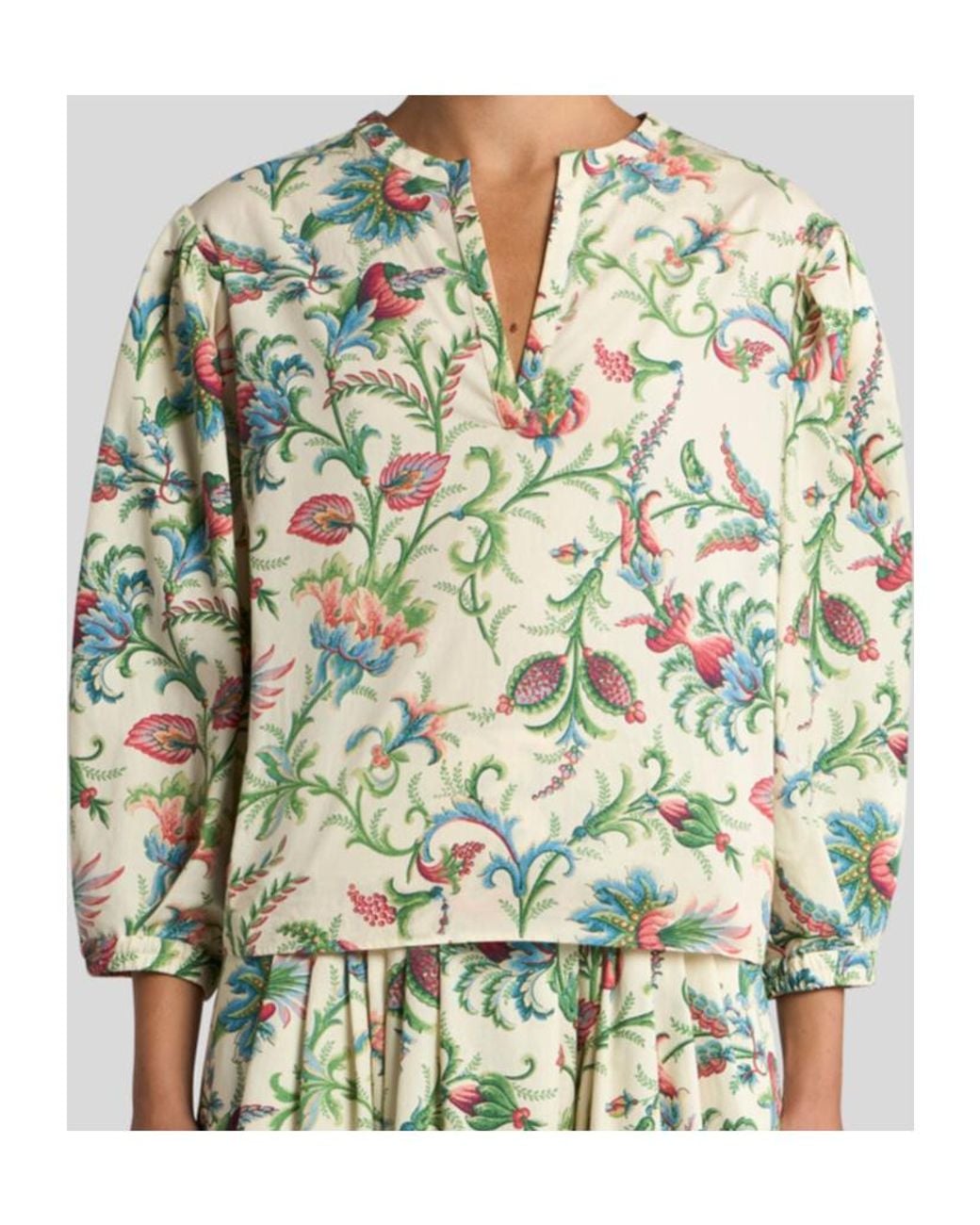 Etro Green Floral Motif Blouse