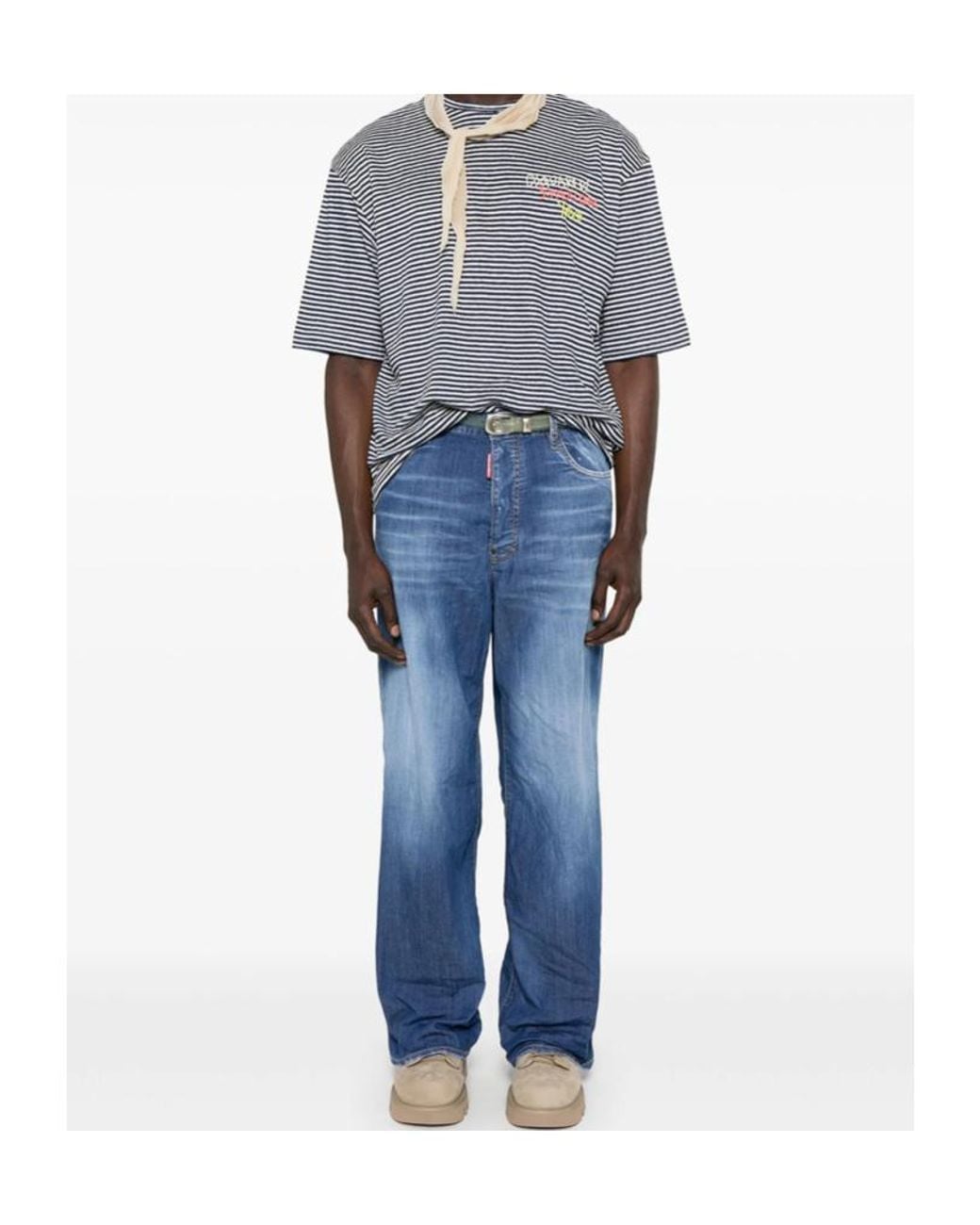 DSquared² Blue Summer Lovers Medium Wash Loose Jeans for men
