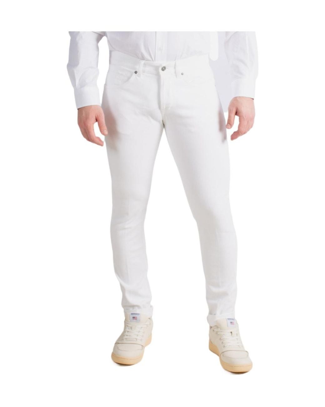 Dondup White Belt Loop Jeans for men