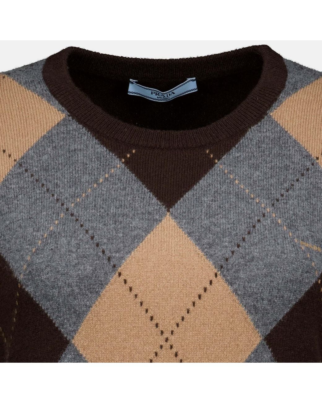 Prada Black Argyle Short Sleeve Knitted Sweater