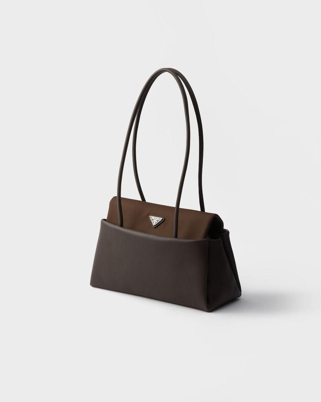 Prada Black Passage Medium Leather Bag With Re-Nylon Flap
