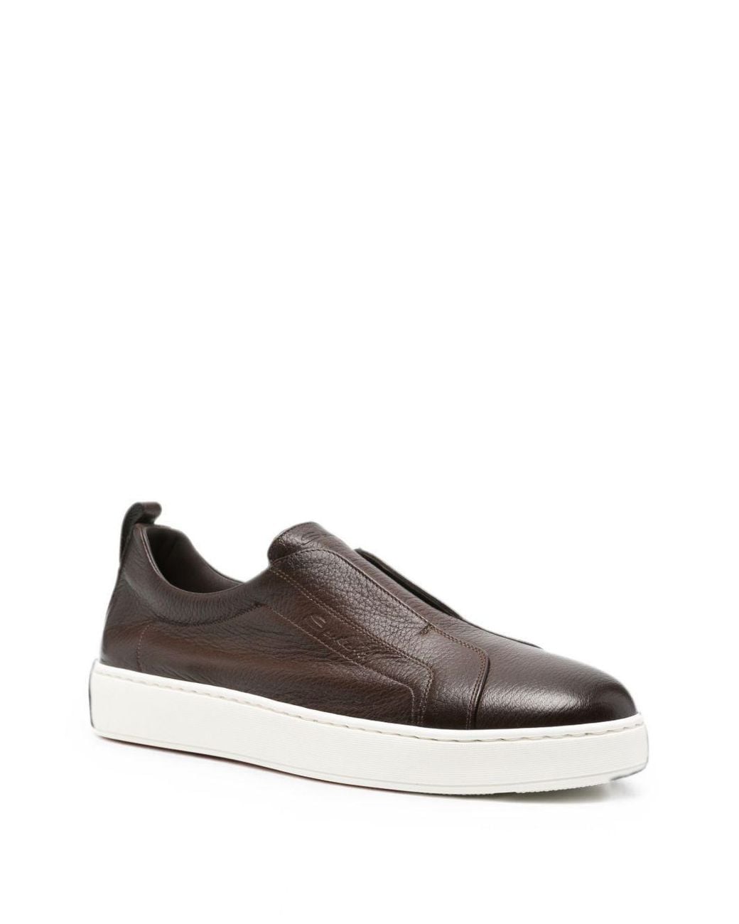 Santoni Brown Slip-On Sneakers for men