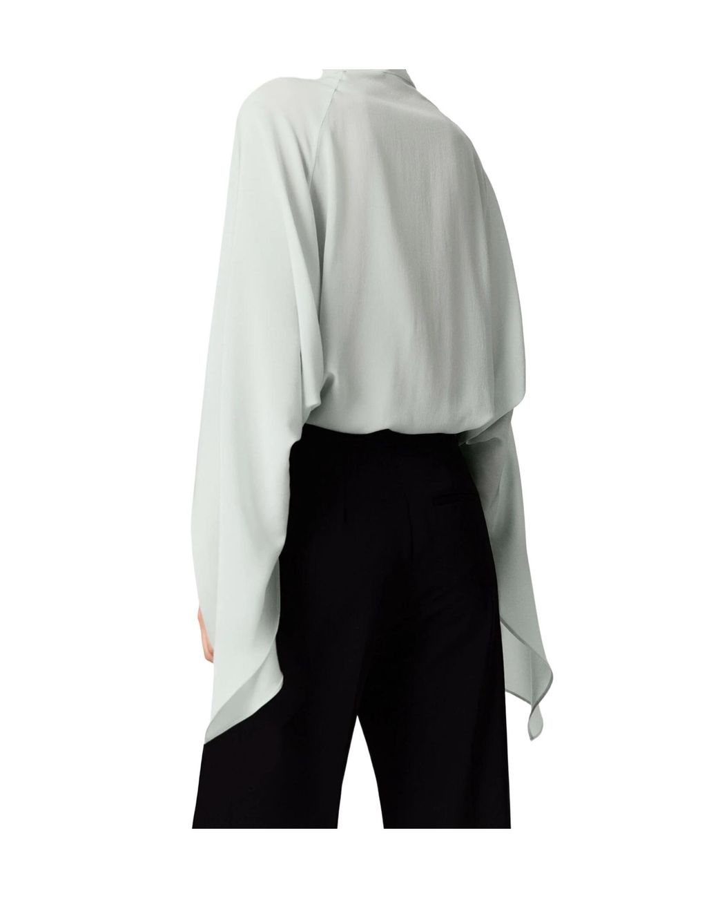 Stella McCartney Blue Cape-Sleeved Draped Blouse