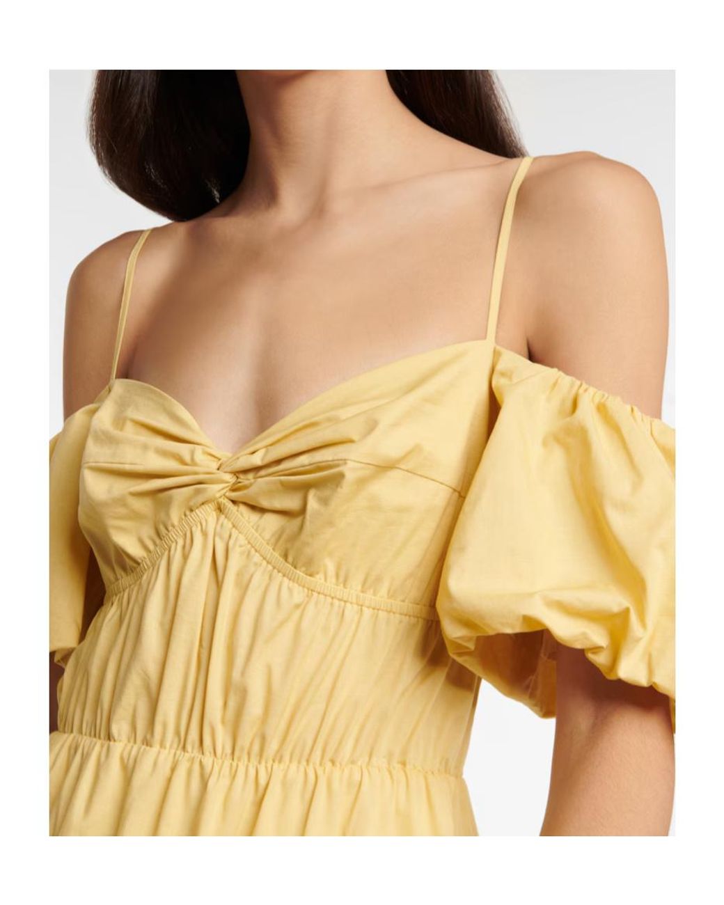 Vince Yellow Bubble Sleeve Midi Dress