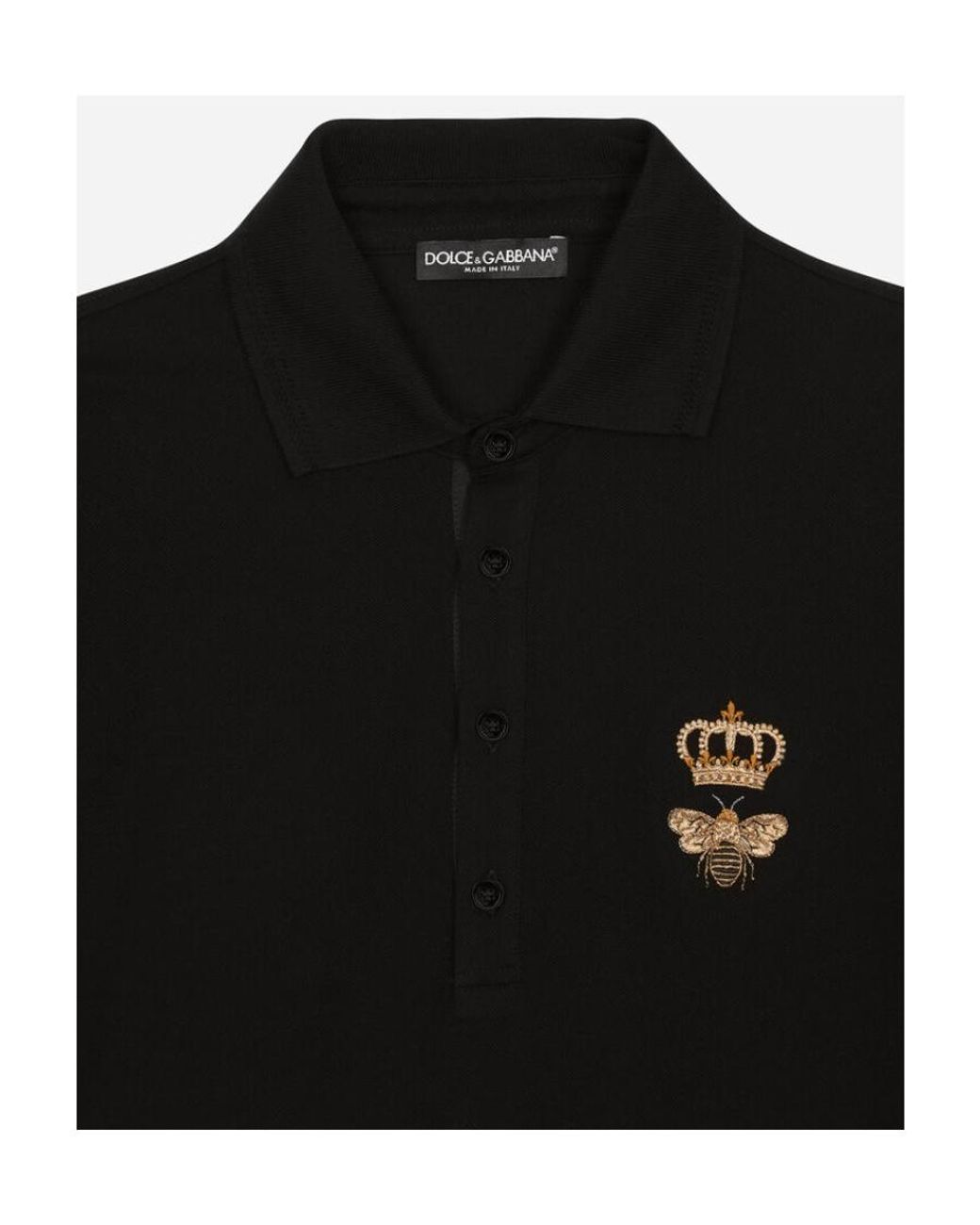 Dolce & Gabbana Black Embroidery Piquet Polo for men