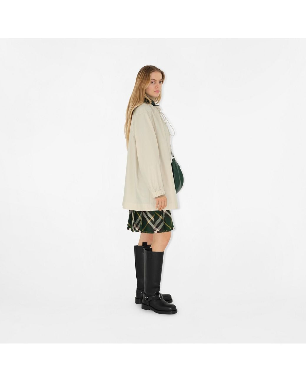 Burberry Natural Long-Sleeved Checkered Hooded Parka