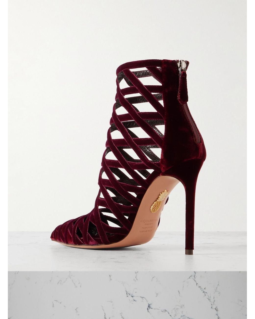 Aquazzura Multicolor Cut-Out Ankle Boots With High Heels