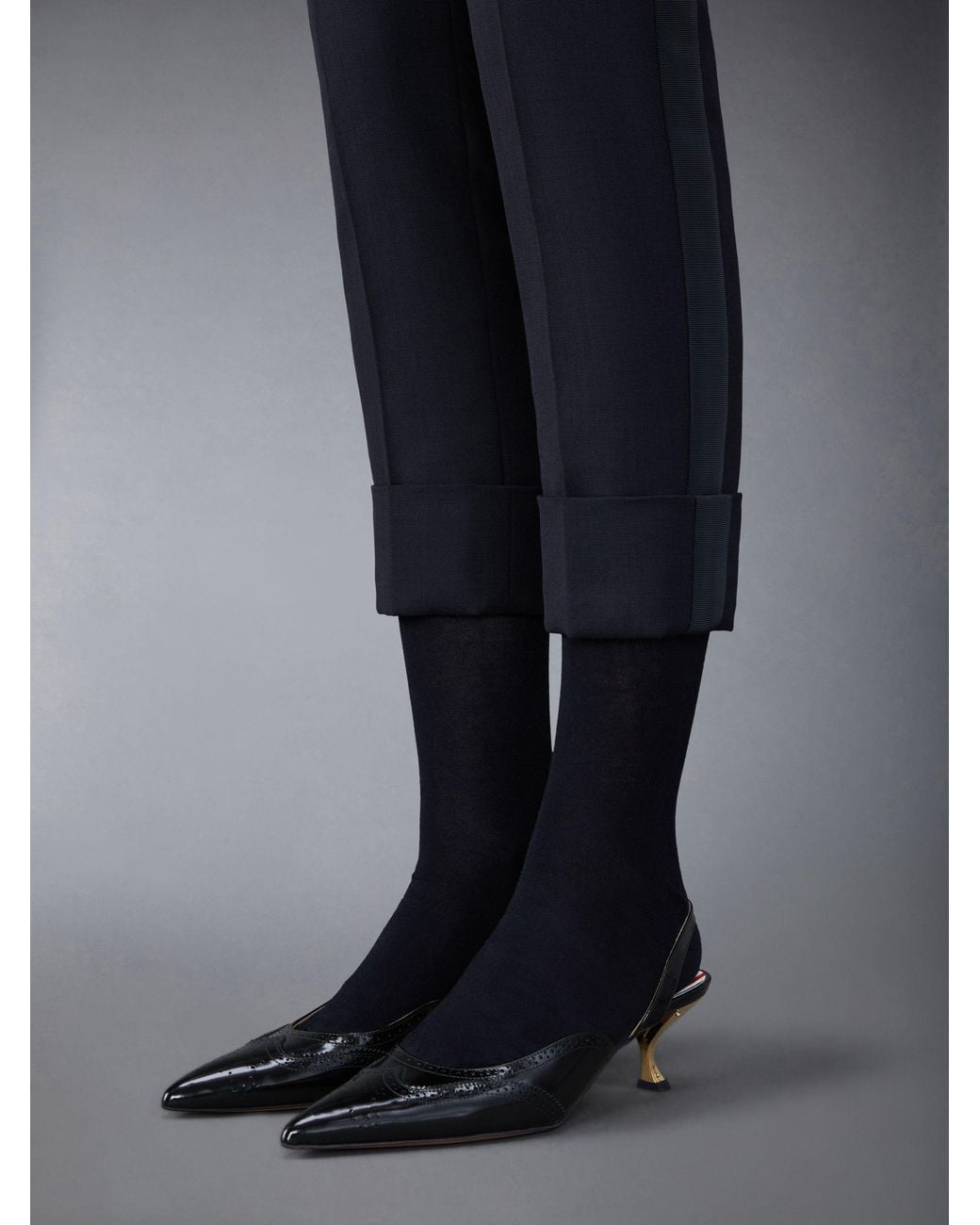 Thom Browne Black Pointed-Toe Slingback Pumps