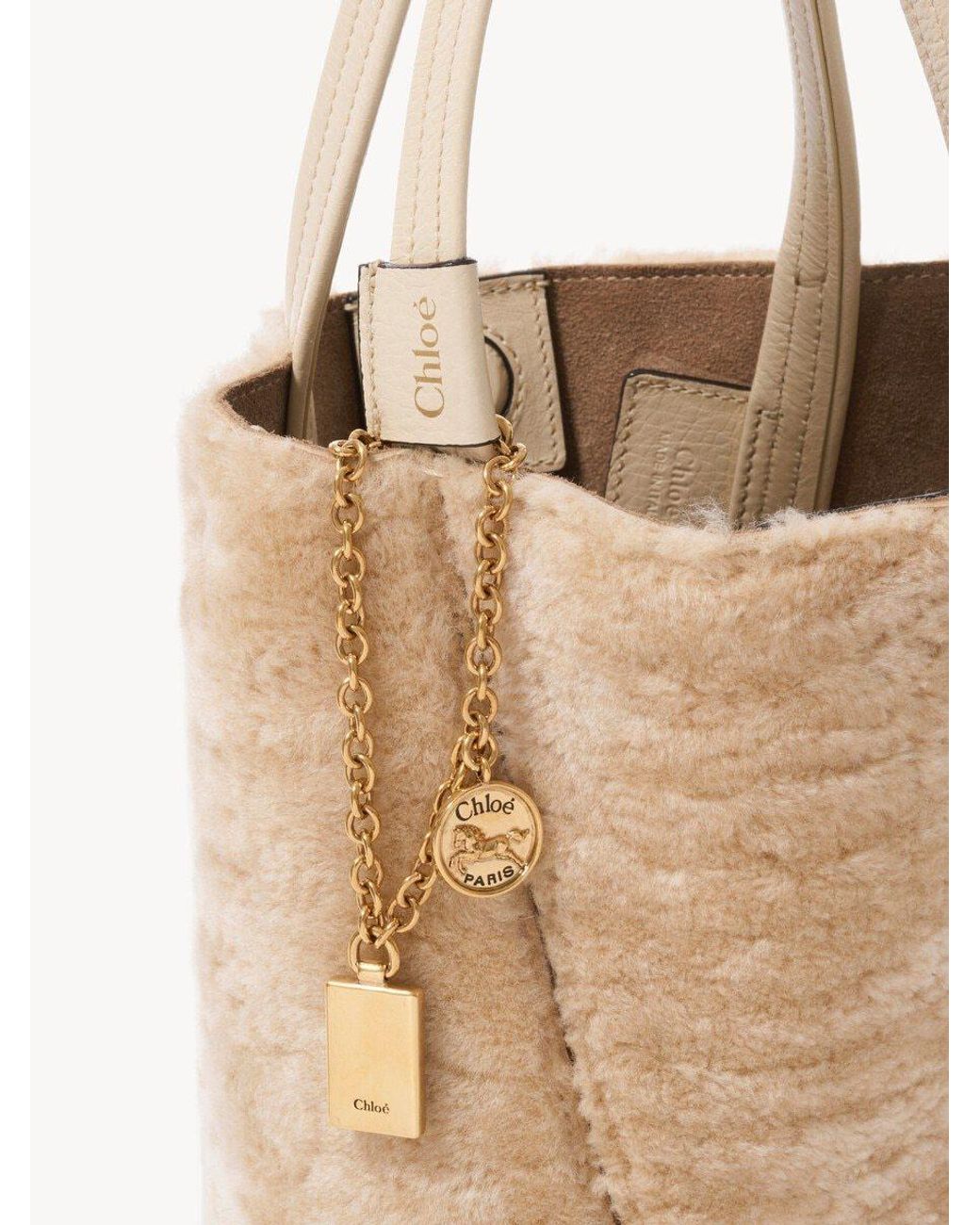 Chloé Natural Chloé Spin Chain-Detail Tote Bag