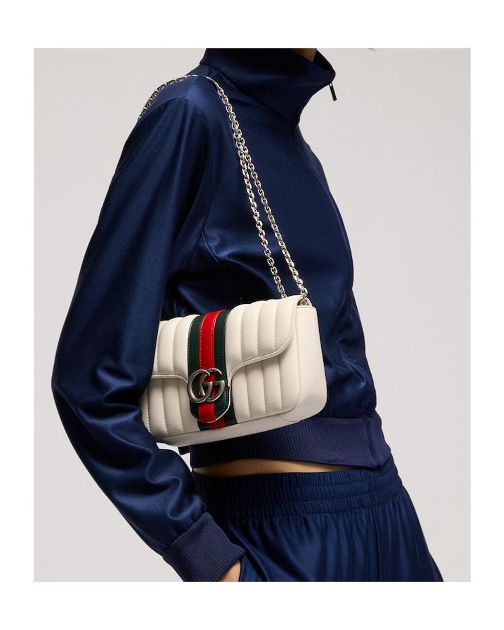 Gucci White Jetset Gg Marmont Small Shoulder Bag