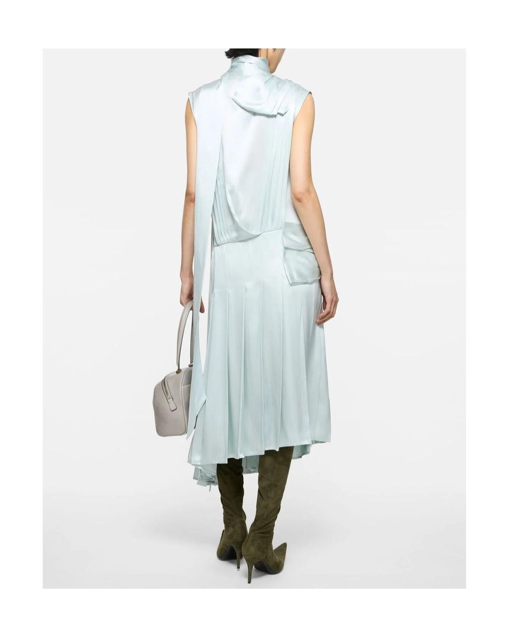 Acne Blue Silk Dress With Bows