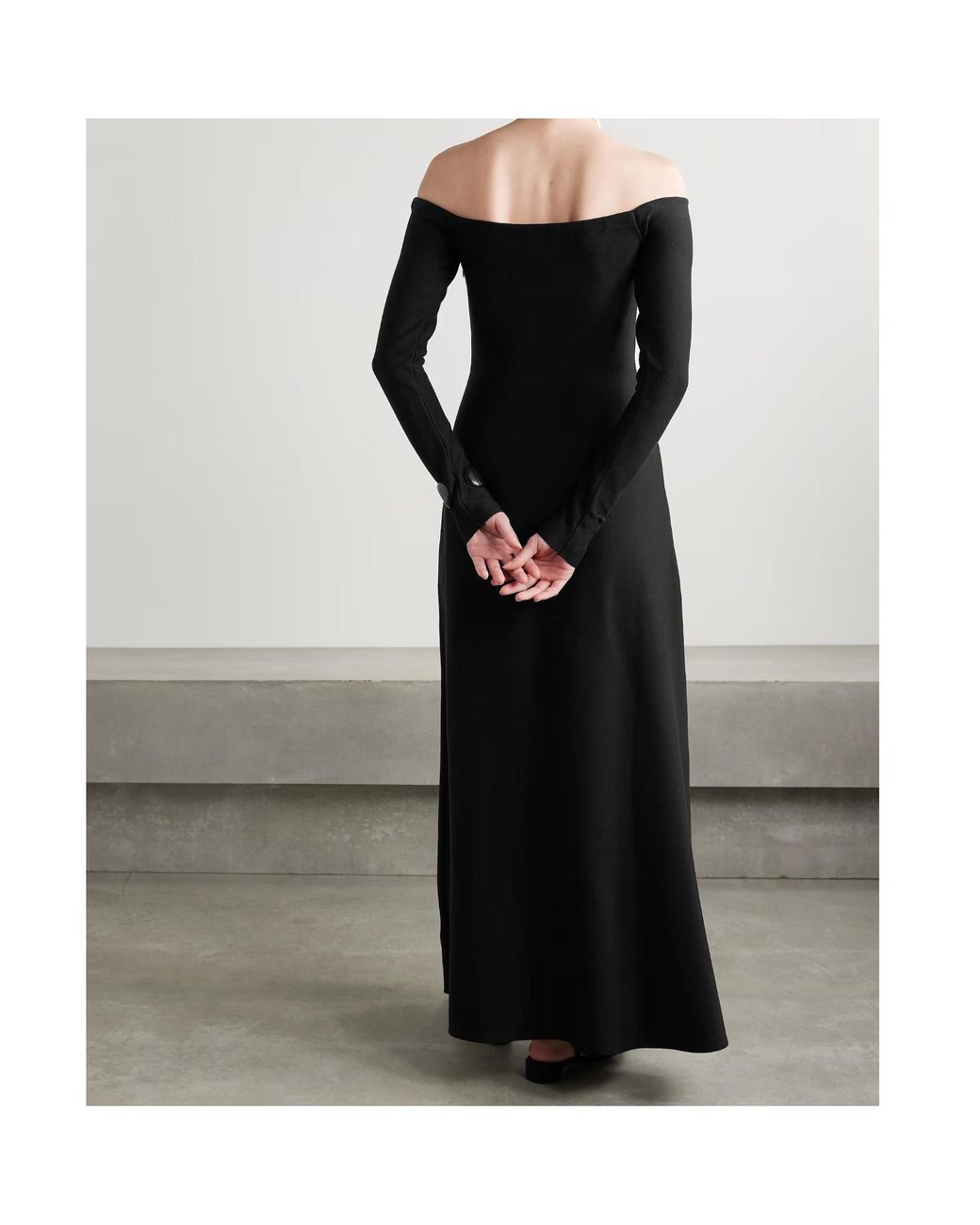 Gabriela Hearst Black Aine Off-The-Shoulder Silk-Jersey Maxi Dress