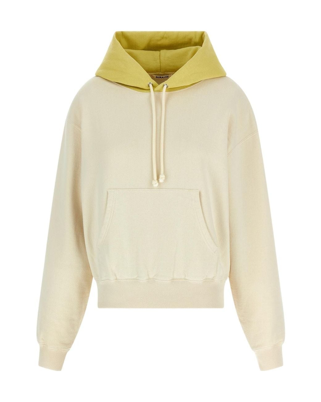 Auralee Natural Vintage-Inspired Contrast Hood Hoodie