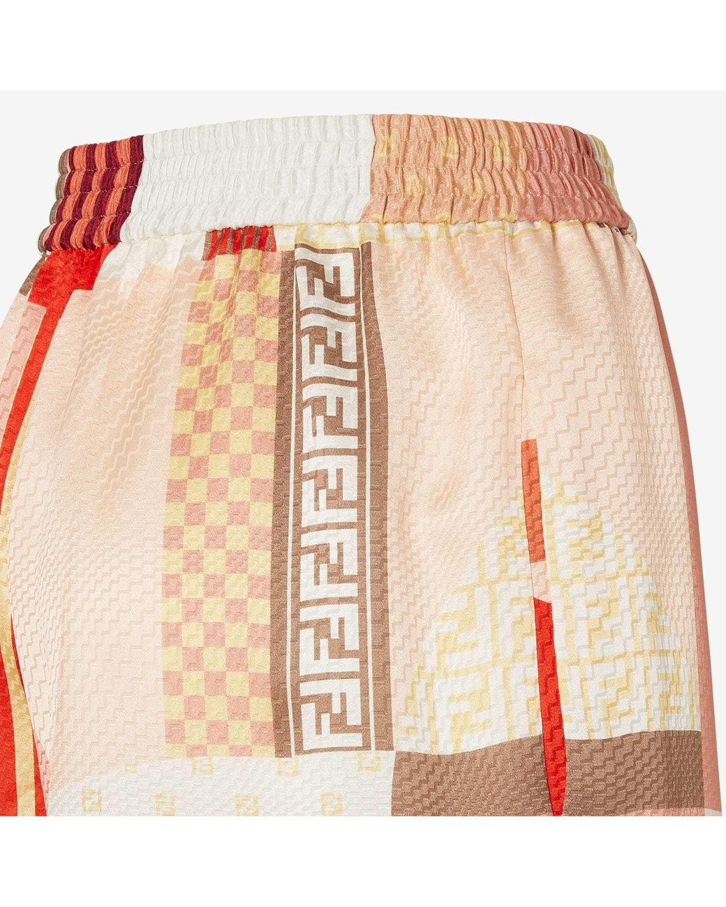 Fendi Red Silk Shorts With Artistic Waist