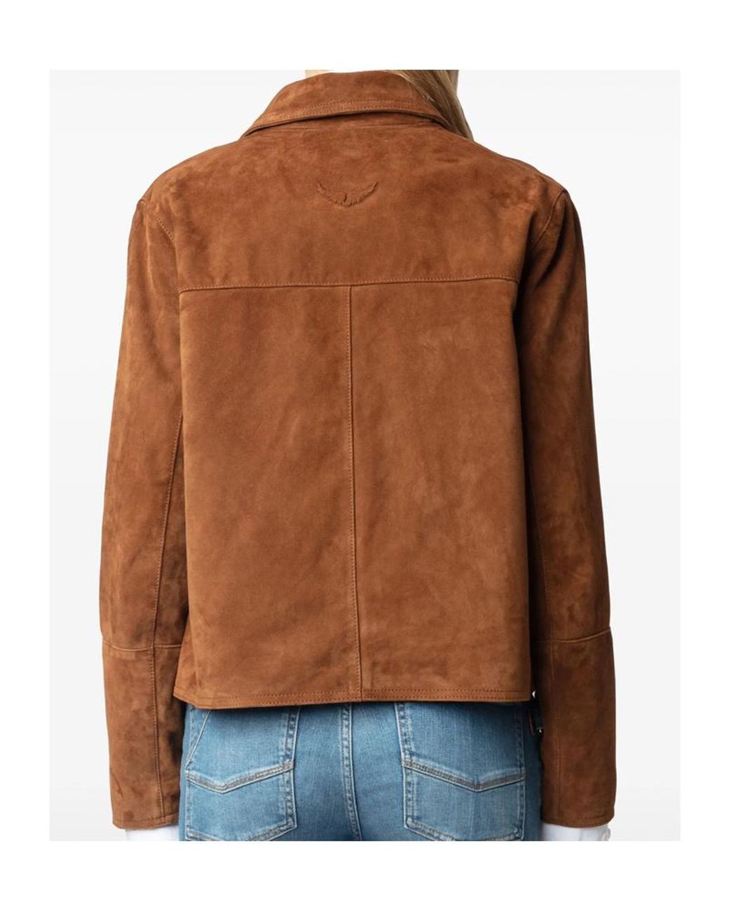 Zadig & Voltaire Brown Lapel Long Sleeve Leather Jacket