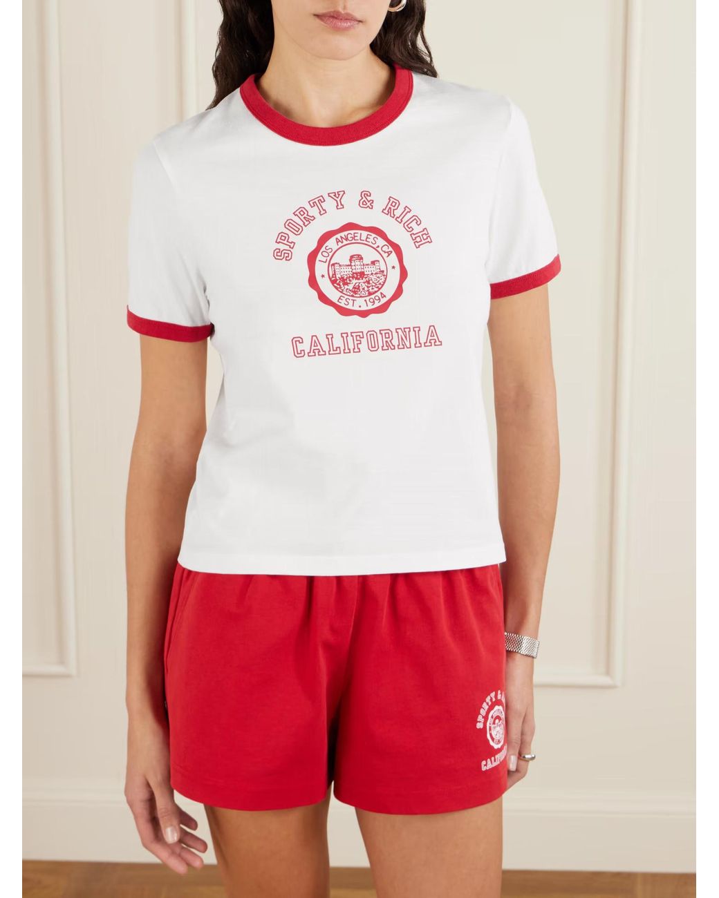 Sporty & Rich White Two-Tone Printed T-Shirt