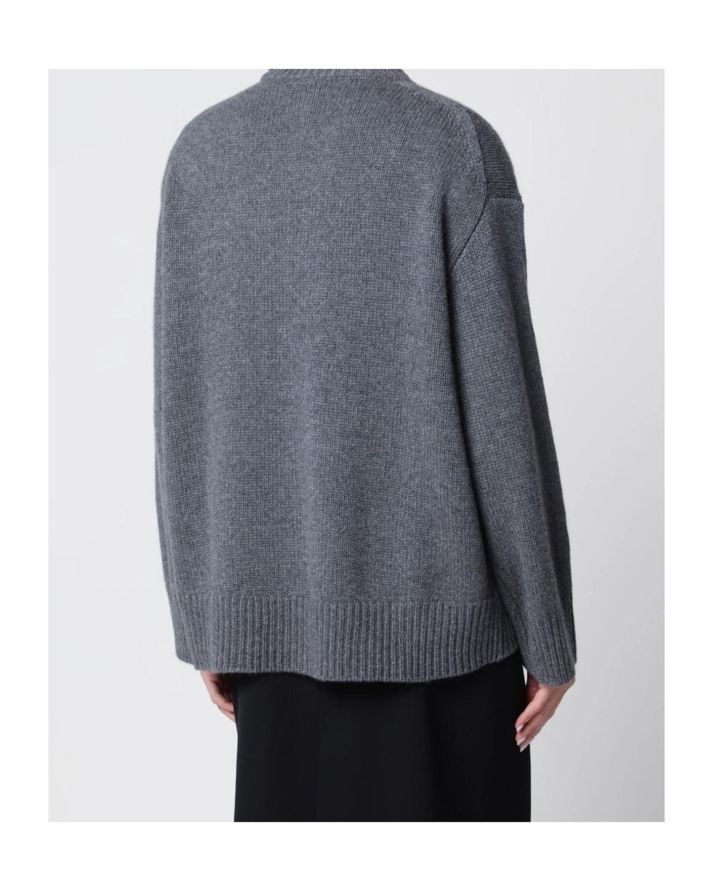 Lisa Yang Gray Ribbed Crew Neck Sweater