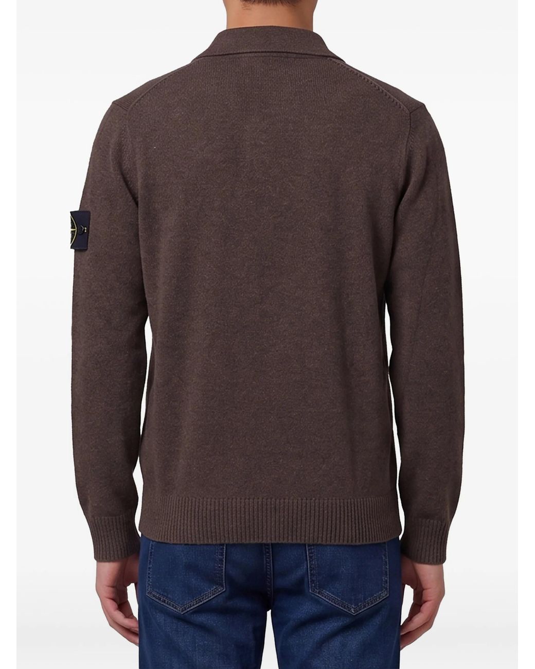 Stone Island Gray Buttoned Polo Knitted Sweater for men