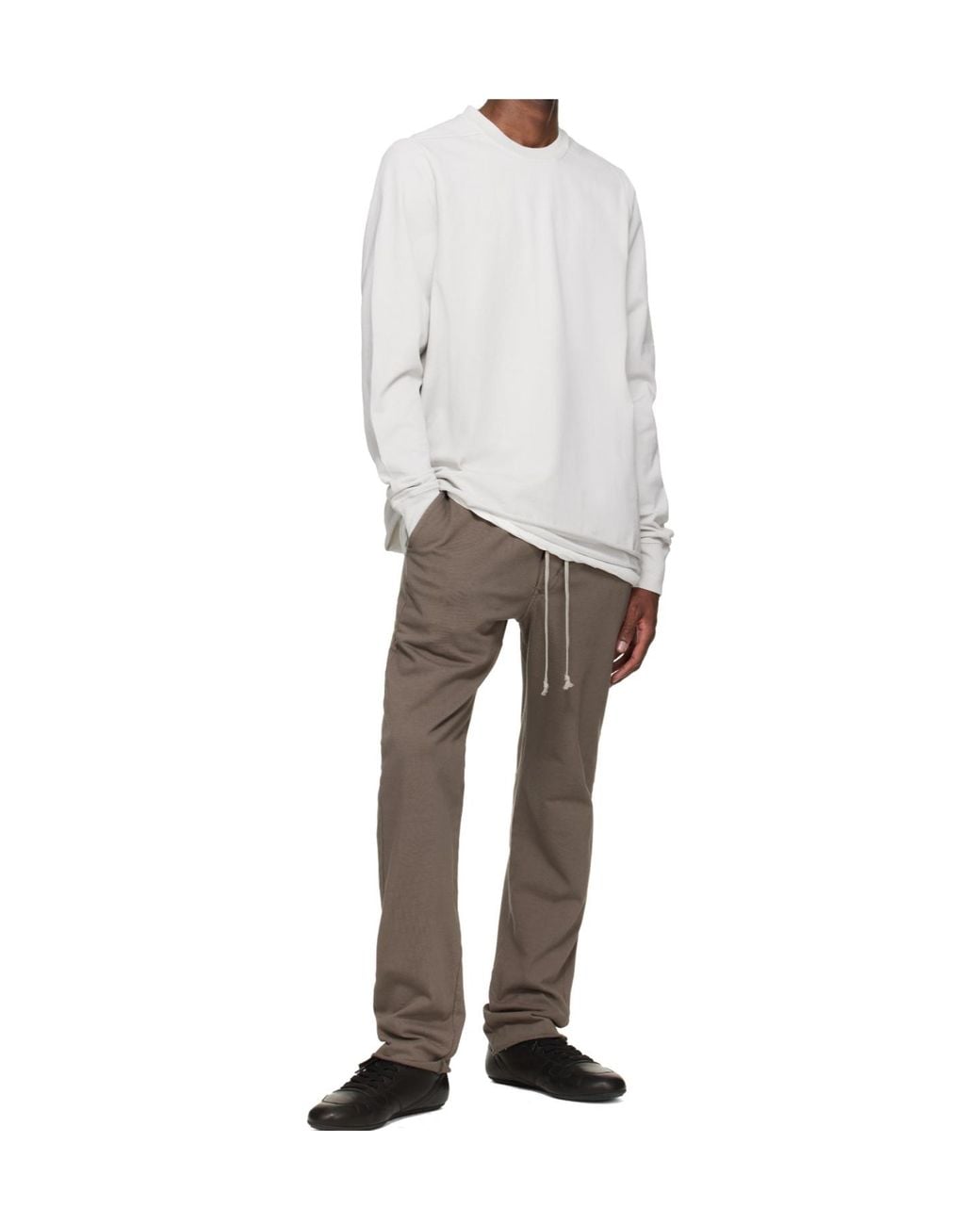Rick Owens White Long-Sleeved Crewneck Sweatshirt for men