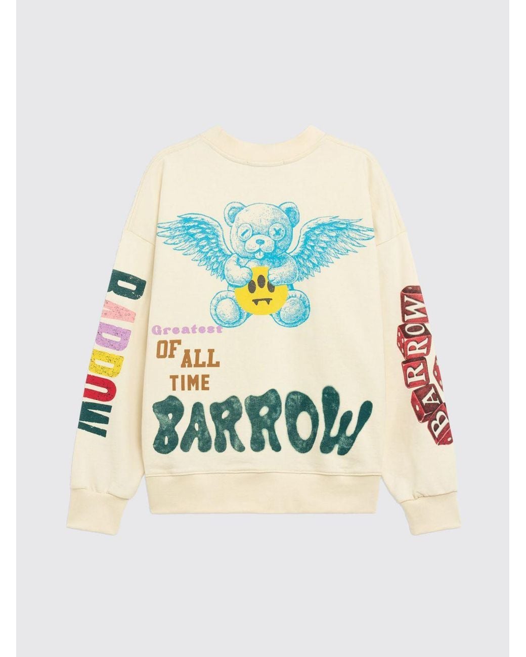 Barrow White Pattern-Printed Crewneck Sweatshirt for men