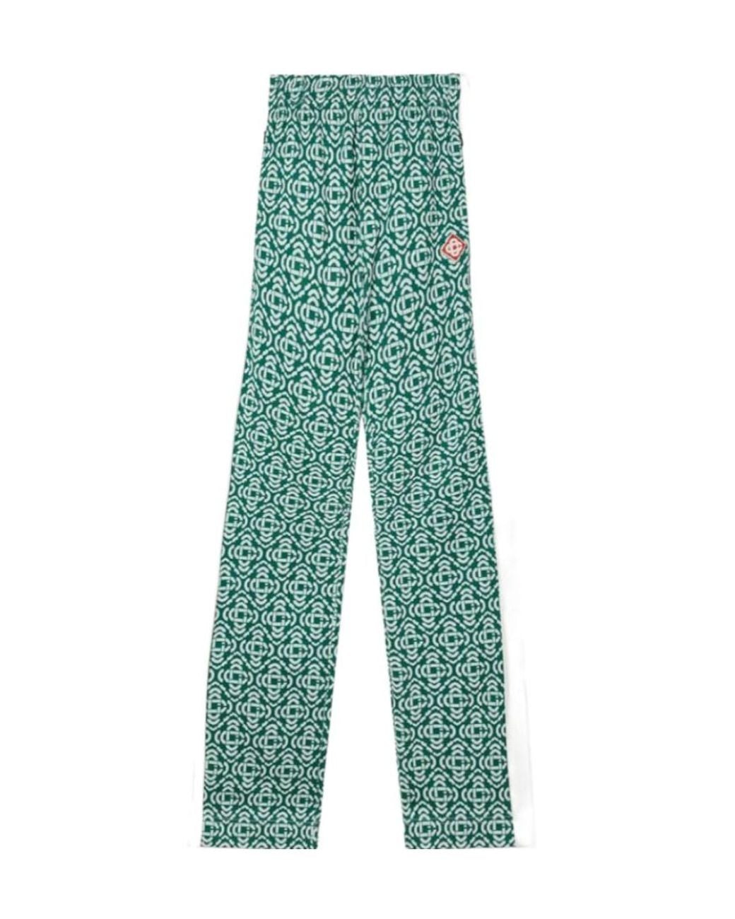 Casablanca Green Geometric-Pattern Track Pants for men