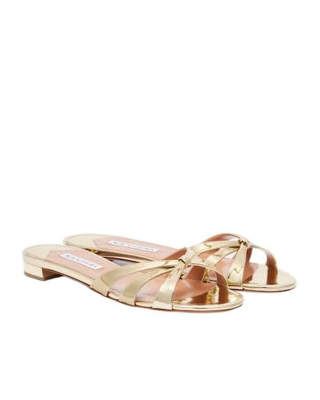 Aquazzura Minimalist Elegant Flat Sandals in Natural | Lyst UK