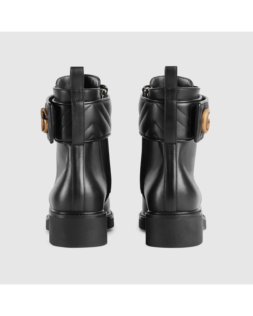 Gucci Black Logo Plaque Lace-Up Ankle Boots