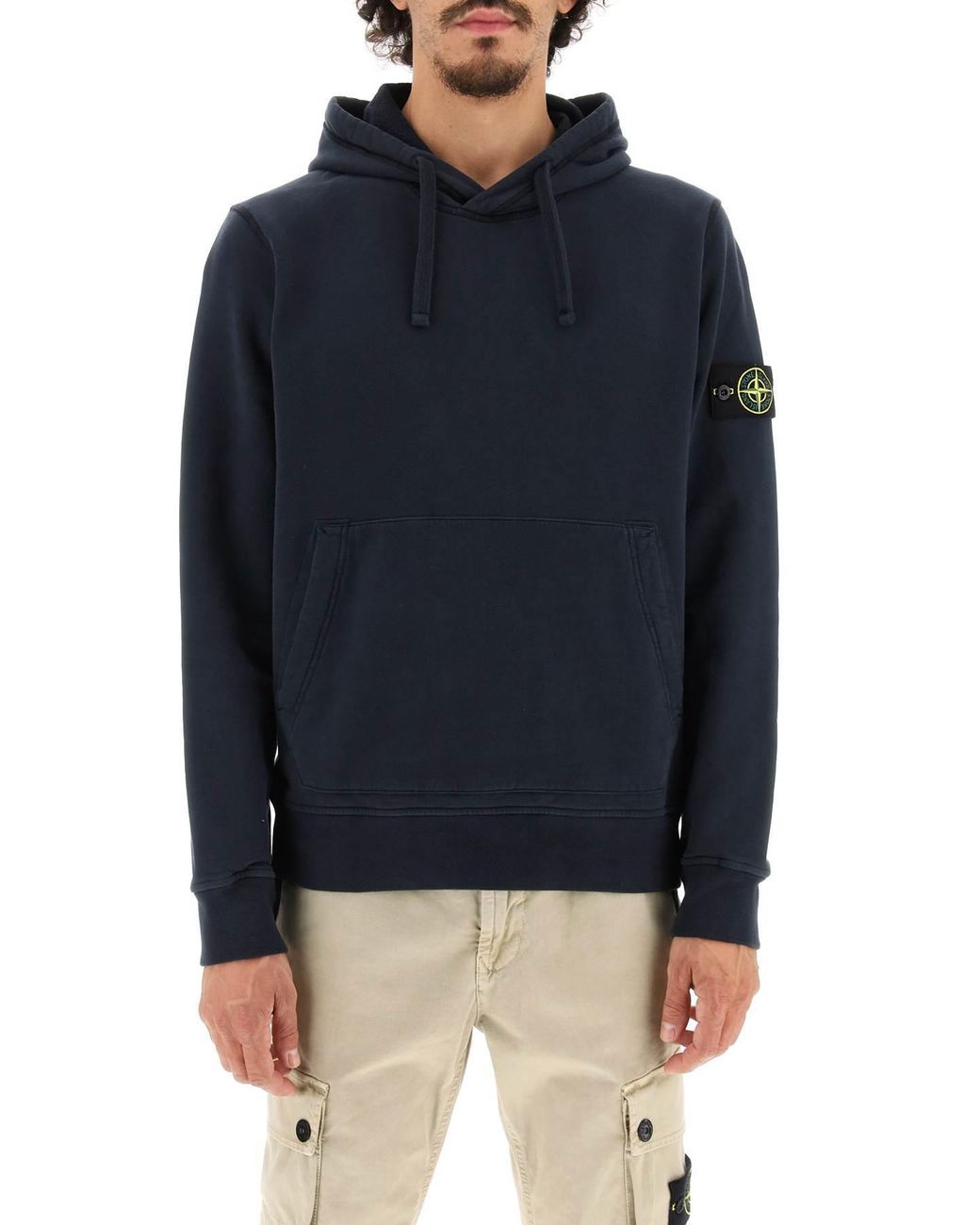 Stone Island Blue Hooded Sweater for men