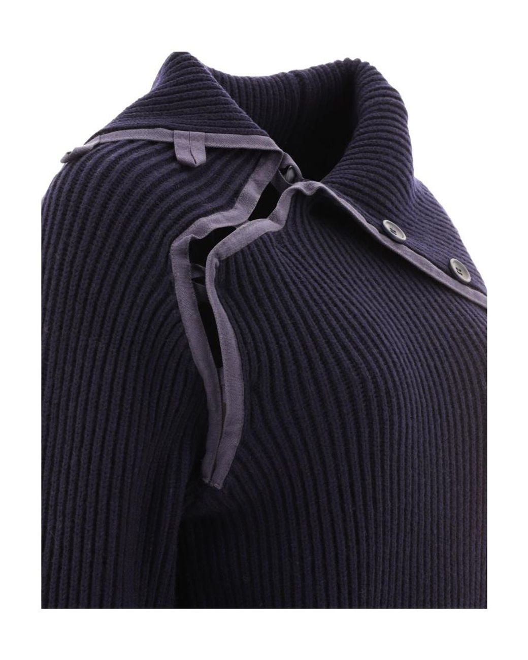 Jacquemus Blue Vega Asymmetric Wool-Blend Jumper