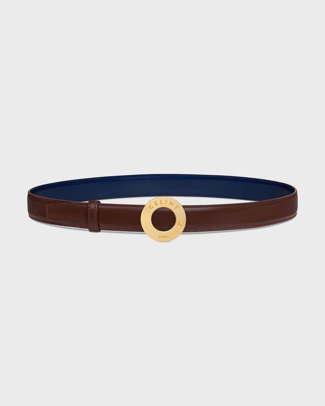 Céline White 25Mm Double-Sided Leather Belt With Disc Buckle