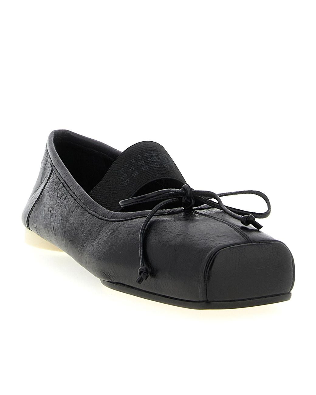 MM6 by Maison Margiela Black Tonal Stitch Bow Ballet Flats