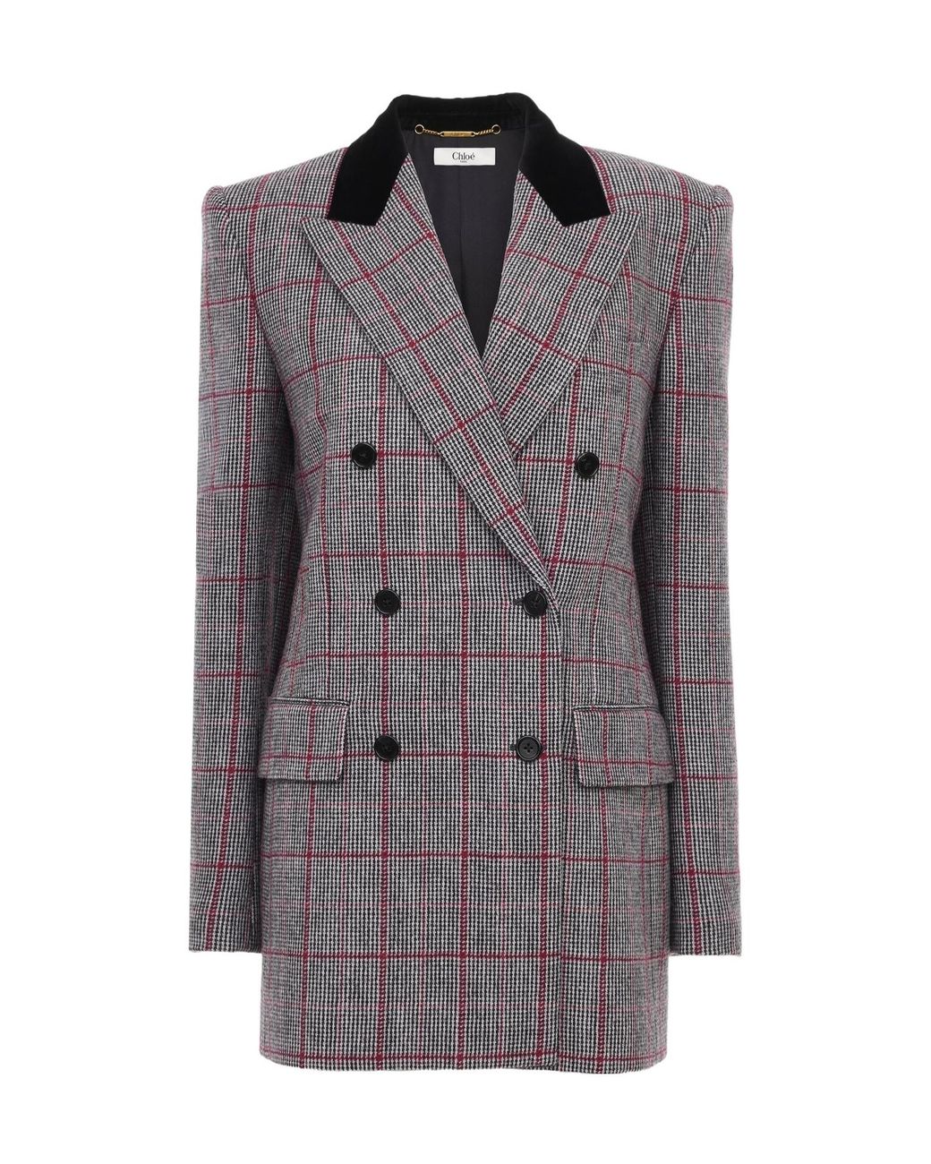 Chloé Gray Chloé Checkered Button-Up Jacket