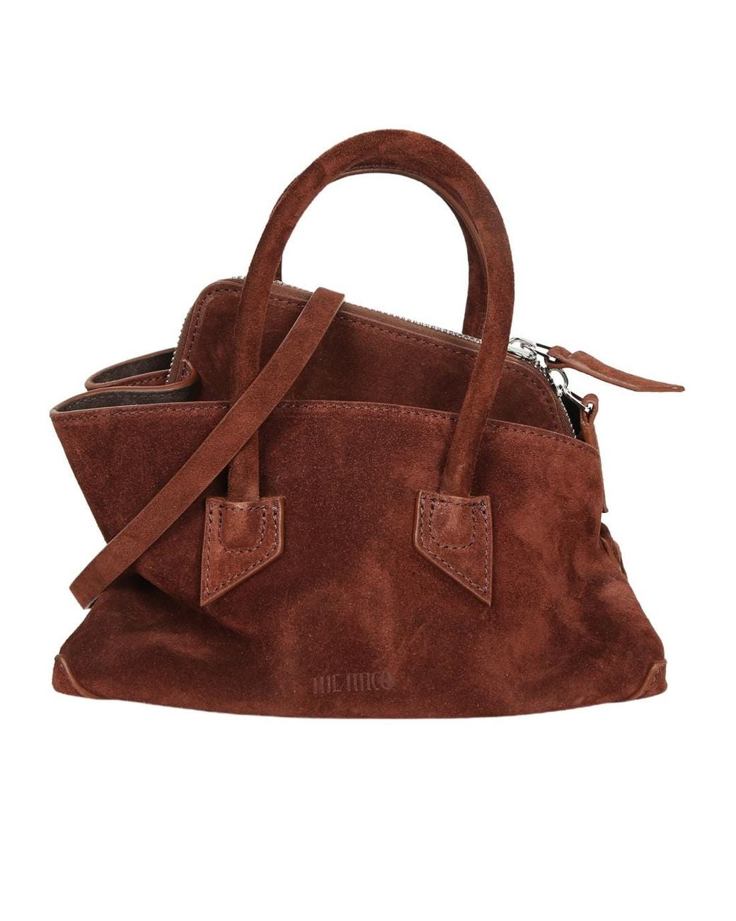 The Attico Brown Mini La Passeggiata Suede Handbag