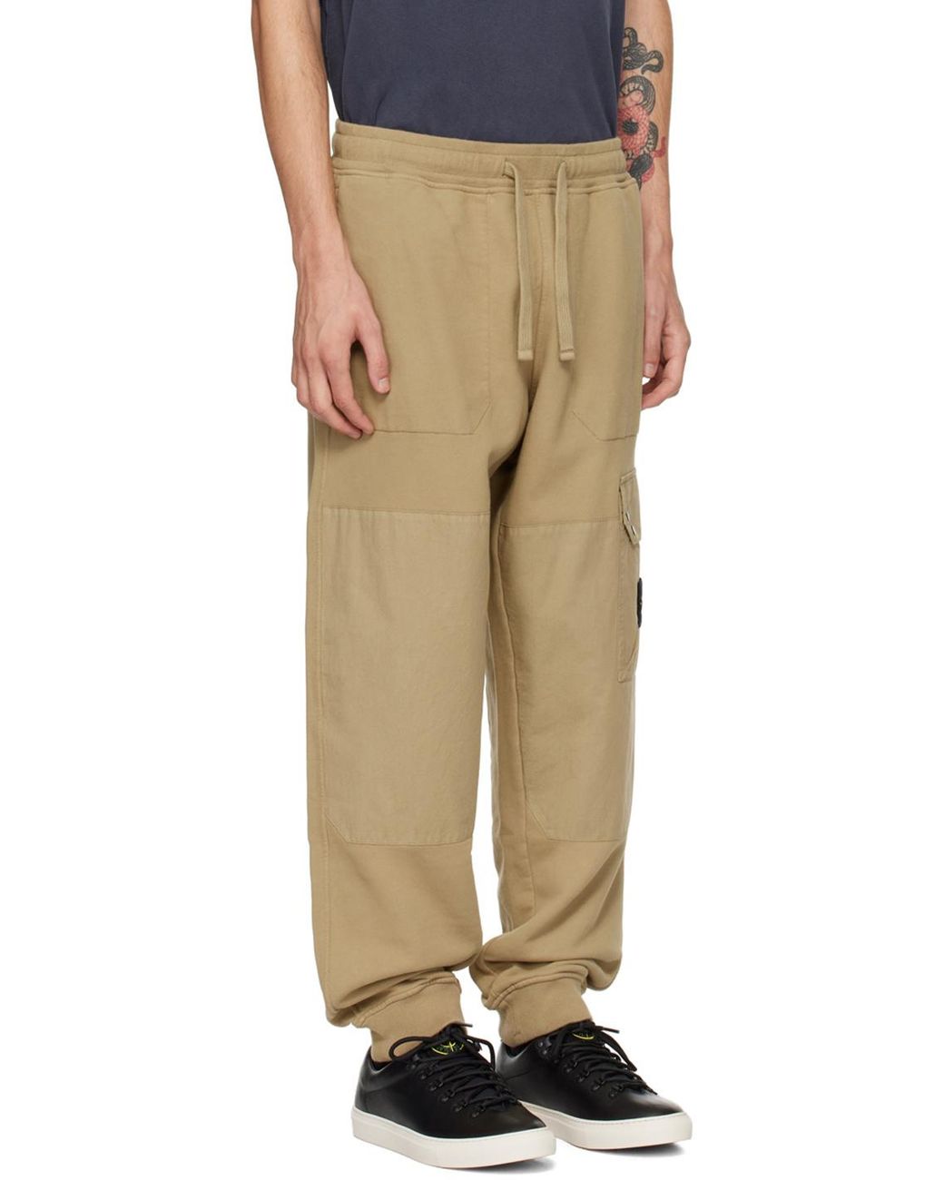 Stone Island Natural Compass Patch Drawstring Track Pants for men