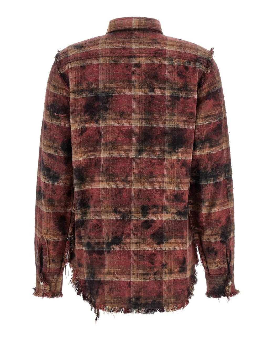 R13 Red Distressed Effect Fringed Shirt