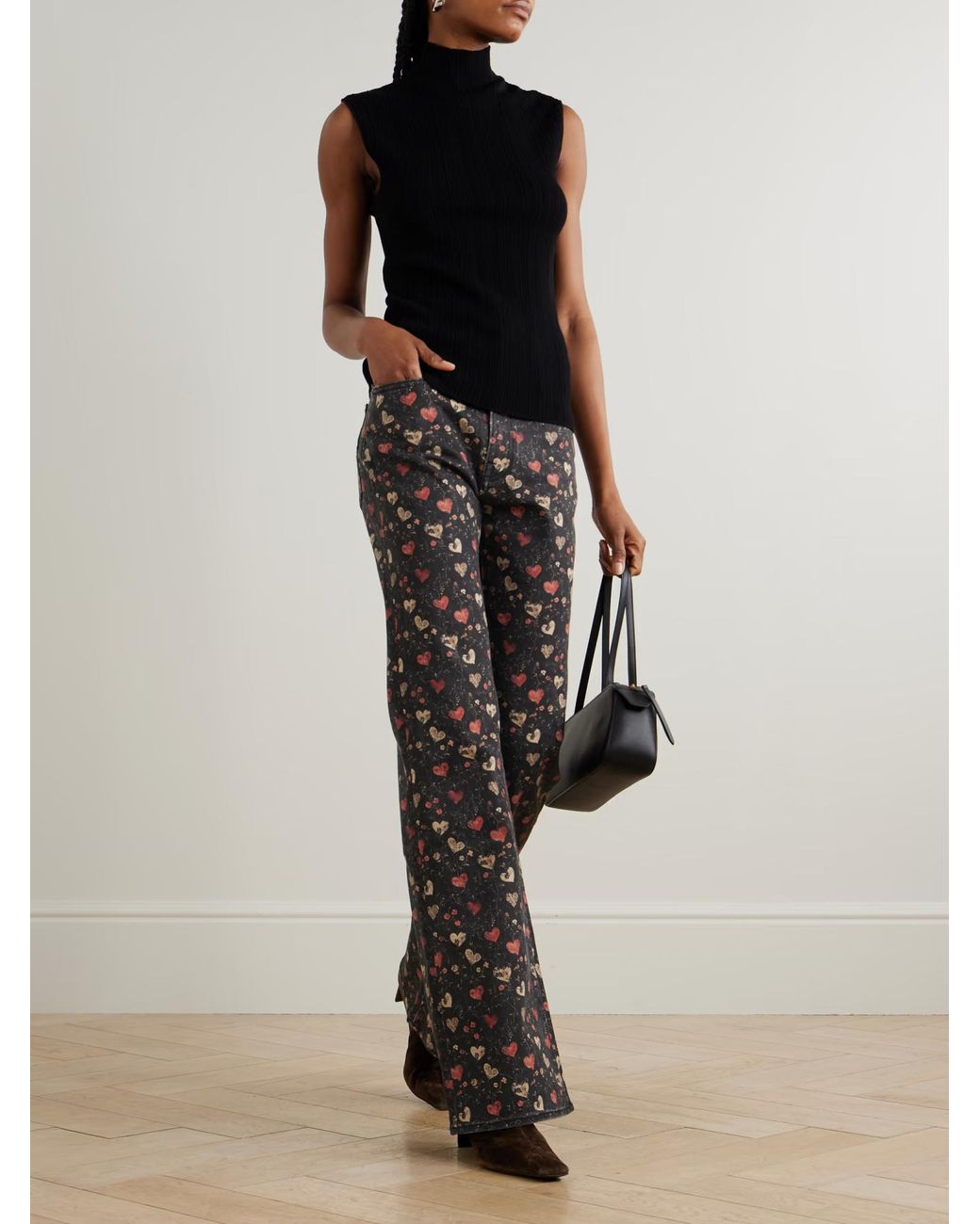 R13 Gray Jane Printed Mid-Rise Jeans